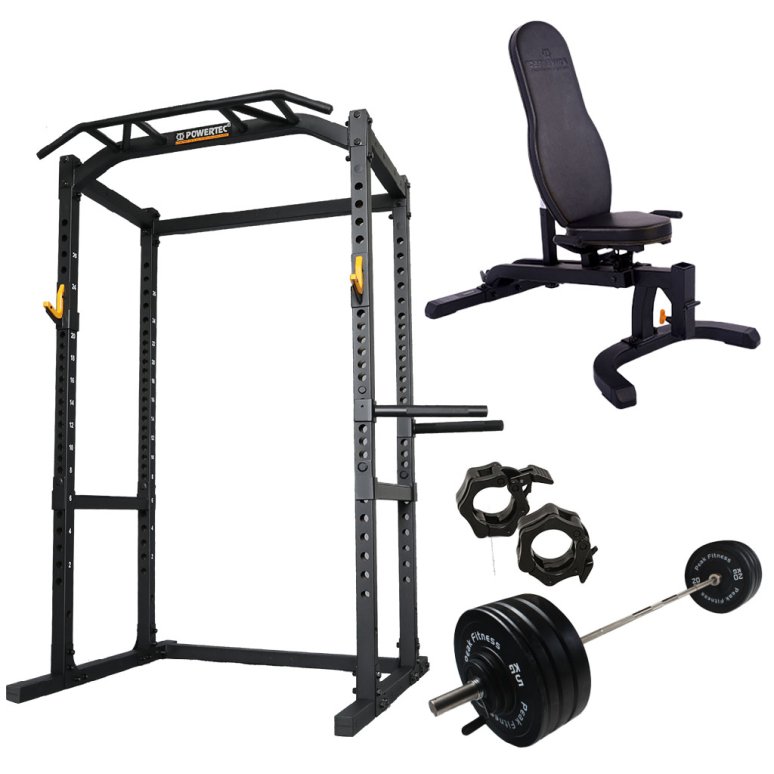 Powertec Power Rack m. 128 kg. Bumper vgtst